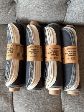 NEW Cheeks Ahoy Reusable Non Paper Towels Set of 4 Rolls (32 Towels Total)